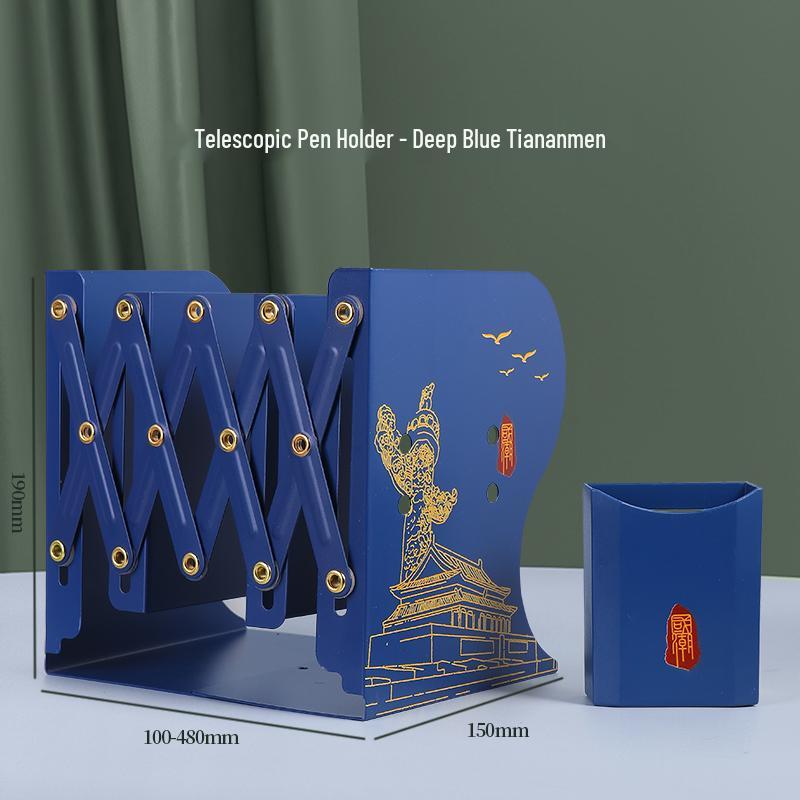 Retractable Desktop Book Holder and Folding Bookshelf with Pen Holder