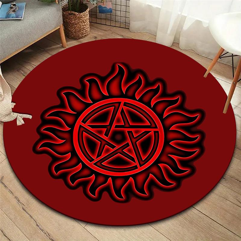 Supernatural Round Area Rug,Carpet Rug for Living Room Bedroom Sofa Playroom Decor,Non-slip Floor Mat