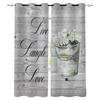 Vintage Wood Grain Flower Daisy Window Curtains Home Decor Bedroom Curtains Kitchen Drapes Panel Curtains for Living Room