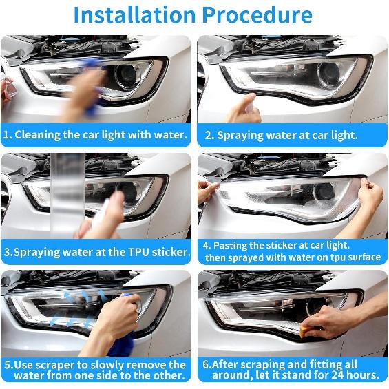 Car Headlight Protection Film for Toyota Highlander 2020 2021 2022 2023 2024 Auto Accessories Lucency Vinyl Exterior Decoration Self Adhesive Sheet