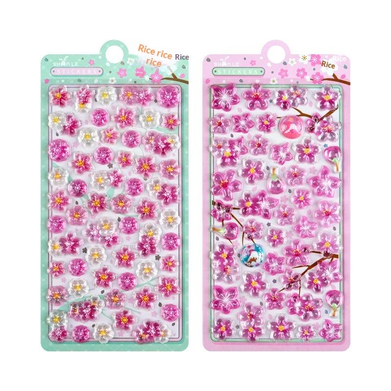 Sweet 3D Cherry Blossom Sticker Romantic Trendy Relief Flower Stickers Diy Scrapbooking Notebook Stationery Decal Decoration