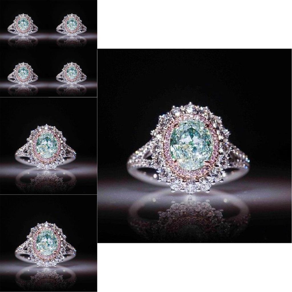 Elegant Female Pink Crystal Rhinestone Ring With Green Topaz For Engagement