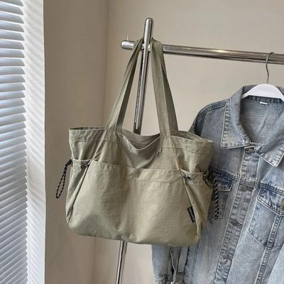 Solid Color Nylon Women's Shoulder Bag  Fashionable and Versatile  Tote Bag Commuting Women's Bag