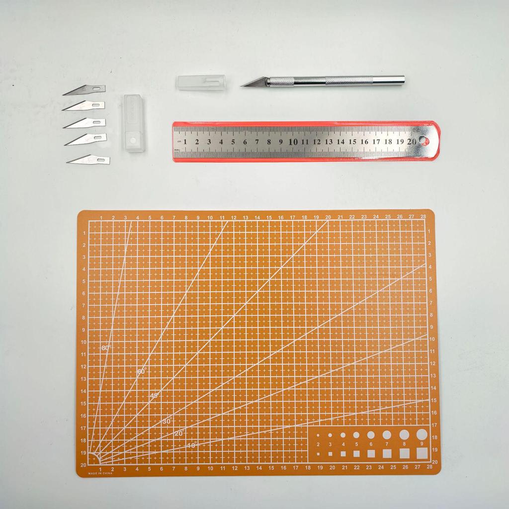 A3/A4/A5 Cutting Board & Stationery Set: Engraving Pen, Ruler, Carving Knife, Mat Board - Multi-piece Handmade Craft Kit
