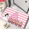 2D Flat 1pc 850Gsm Velvet Door Mat Pink Xmas Tree Art HD Printed Kitchen Rugs, Non-Slip Yoga Mats, Absorbent Machine Washable Polyester Rug for Bathro