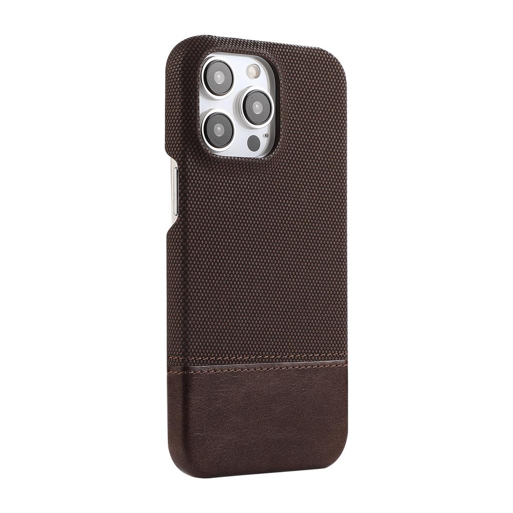 Patchwork Faux Leather Anti-Slip Phone Case for Apple 17 Pro Max/16/15/14 Pro/13/12, Trendy Half-Covered Hard Design