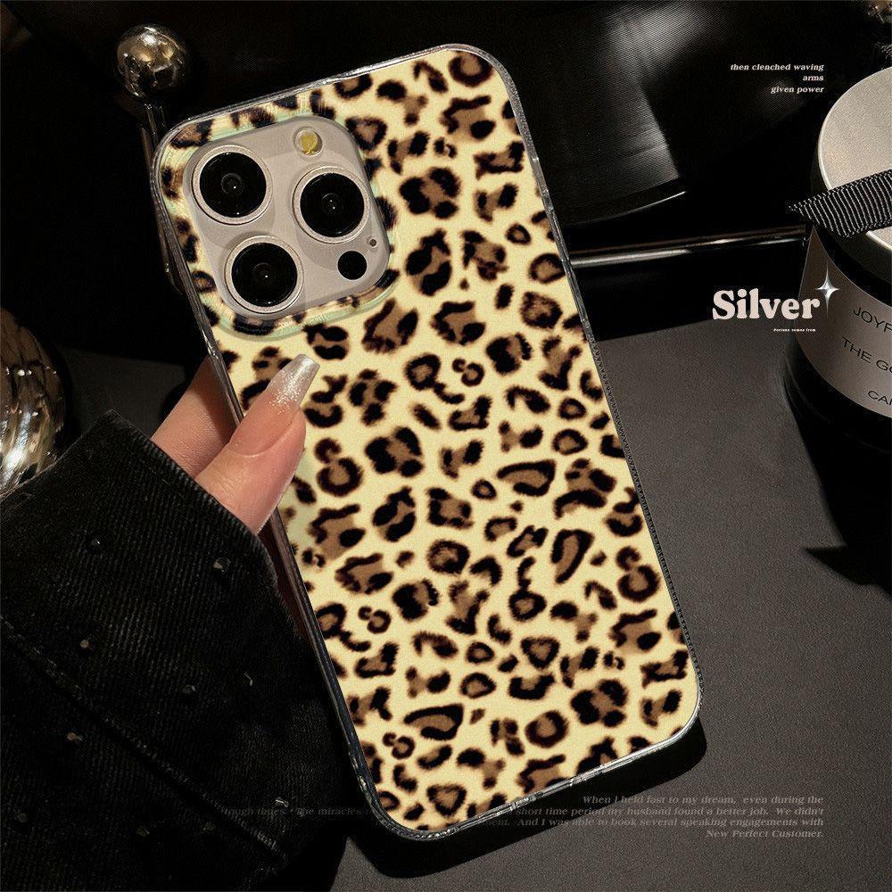 Premium feather yarn brown leopard print for iPhone17promax Apple 15 mobile phone case 14 New 16 All-inclusive 17