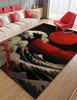 Alfombra de Ola Japonesa Cielo Rojo, Luna, Decoración Zen - Tamaño Personalizado Sala de Estar Dormitorio Decoración del Hogar Alfombra