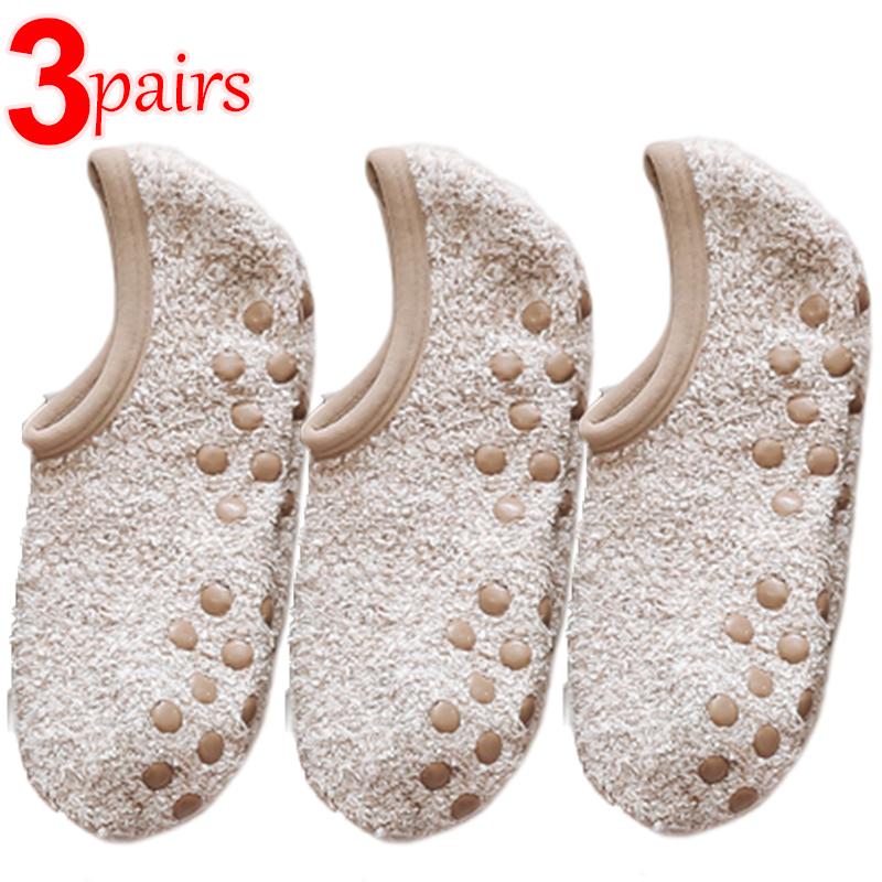 1/3 pary Miękkie Skarpetki z Polaru Koralowego Damskie Pogrubione Pluszowe Zimowe Ciepłe Kapcie Podłogowe do Spania Krótkie Skarpetki Niewidoczne Skarpetki Stopki