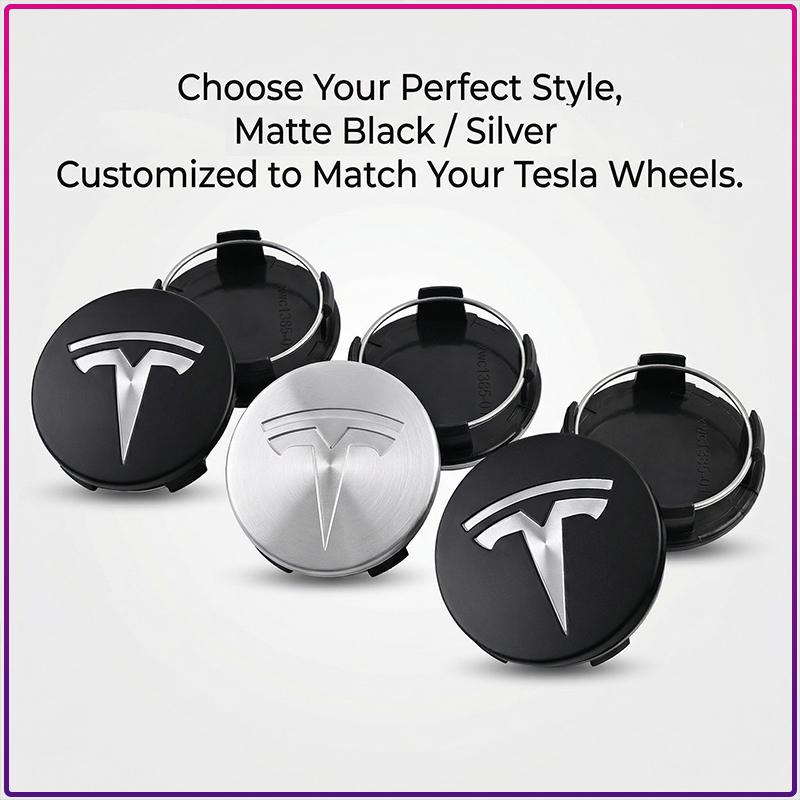 4Pcs 56MM Car Badge Emblem Wheel Center Hub Caps Rim Hubcap Cover For Tesla Model S Model X Model Y Cybertruck Model 3 Model Y