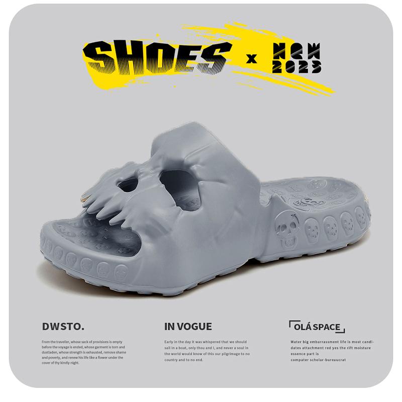 Totenkopf Design Herren Hausschuhe Flip Flops Sommer Pantoletten Herren Typ Große Größe Schuhe Herren Leichtgewichtige Indoor Hausschuhe Strandschuhe Sandalen