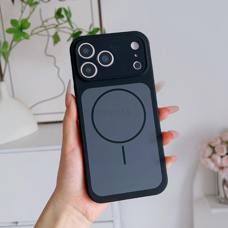 

Solid Color Frosted Soft Silicone For Magsafe Magnetic Wireless Charging Official Phone Case For iPhone 17 Pro Max 17 Pro Cover iPhone17 Pro чорний