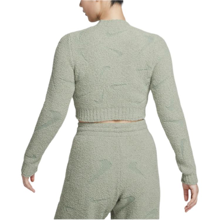 Nike Sportswear Slim Fit Crew Neck Solid Color Pullover Long Sleeve Knit Top Women Tops Emerald-Horizon FZ1717370