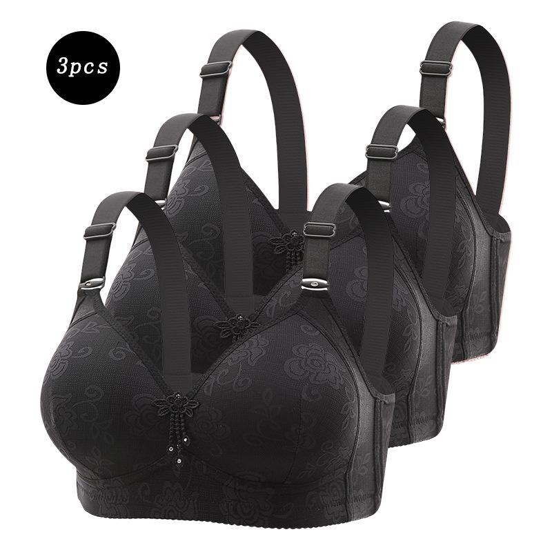 

3-Piece Comfortable Lace Sports Bra Set for Women - Plus Size Cross-Back Design 38/85