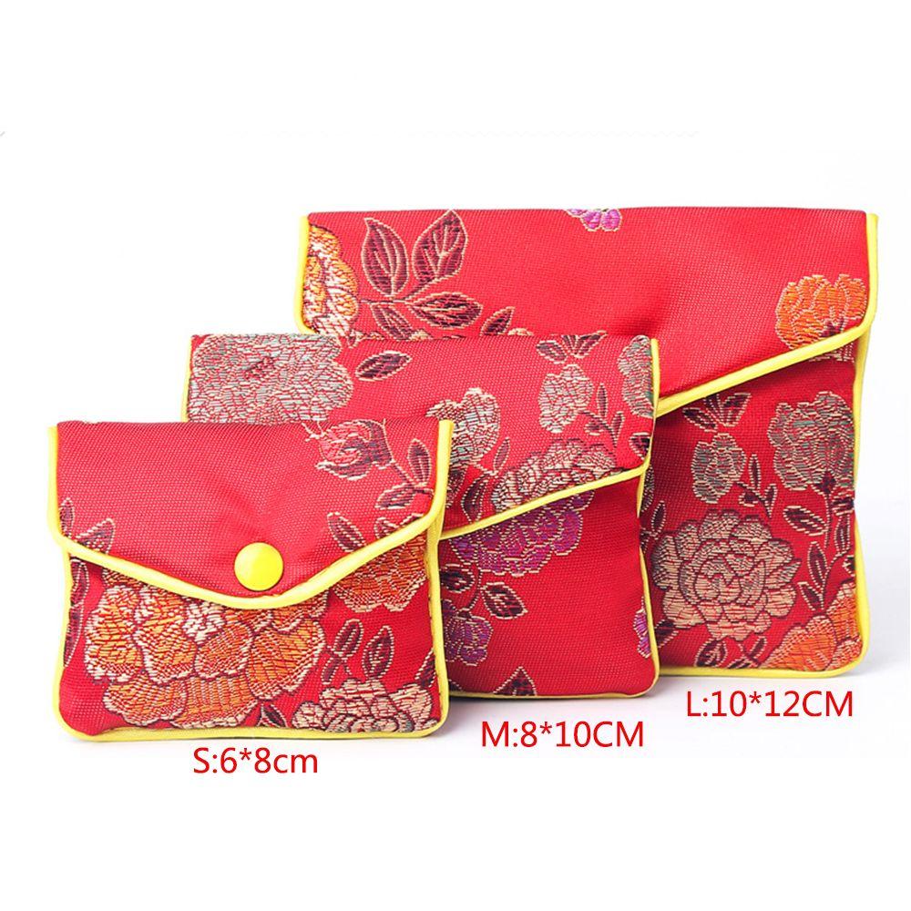 Floral Chinese Handmade Zipper Brocade Coin Purse Wallet Handbags Jewelery Storage Jewelery Bag