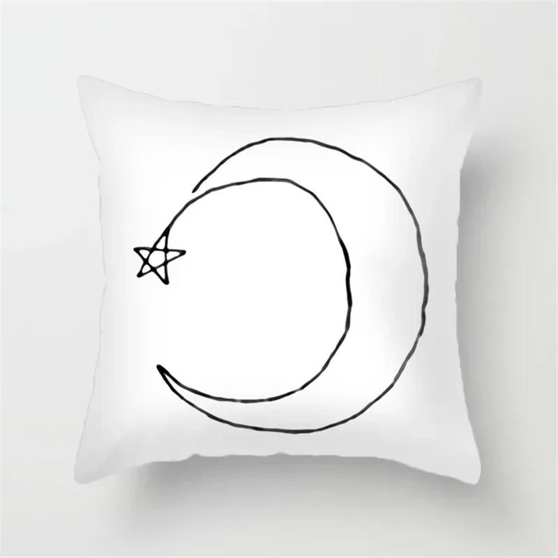 Office Sofa Car Cushion Cover Cartoon Black and White Simple Line Printing Luxury Home Decoration Pillow Cover