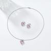 1 Set Love Heart Jewelry Rhinestone Faux Gem Heart Necklace And Earrings Women Heart Pendant Jewelry Set for Wedding Brides Bridesmaids Valentine's