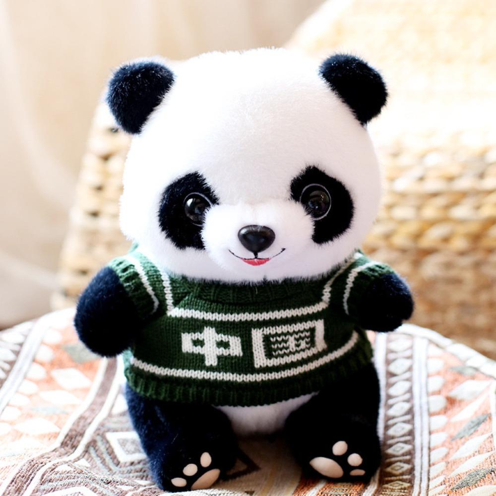 Cute sweater giant panda plush toy wholesale panda base Sichuan souvenir eight inch grab machine doll