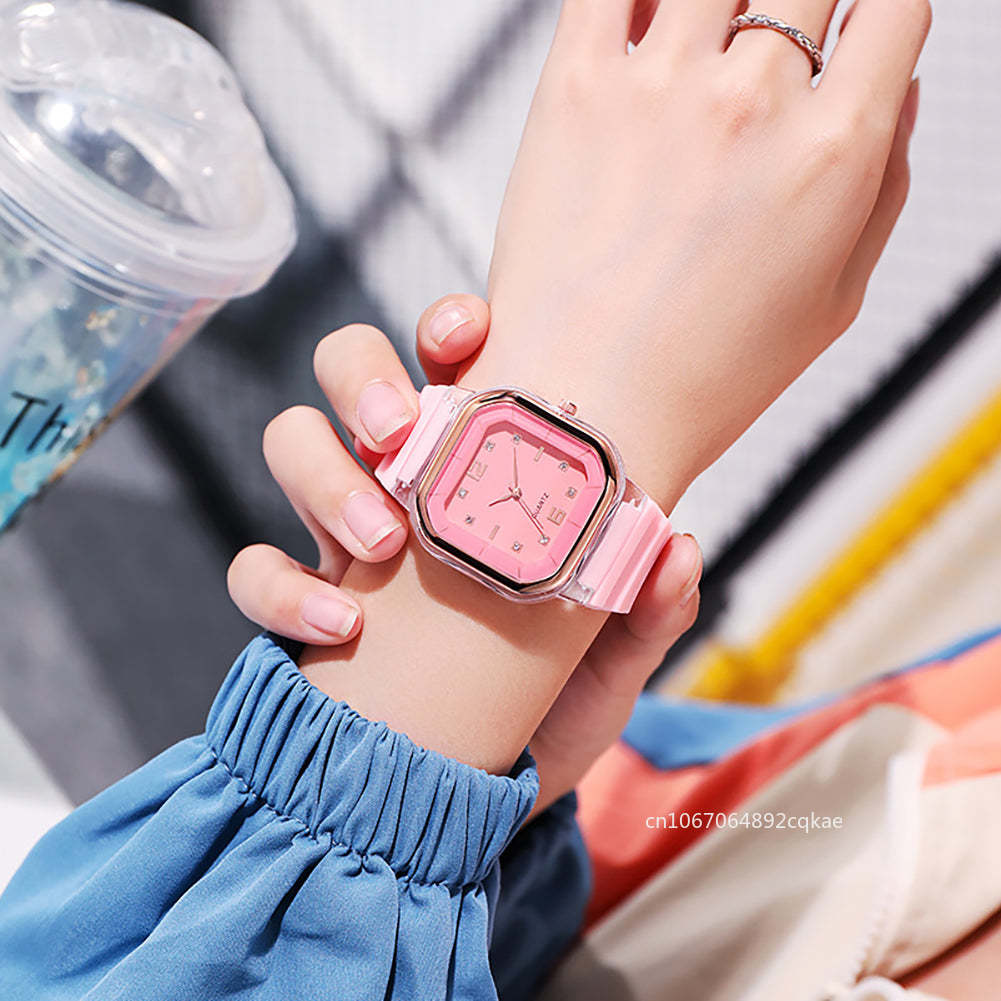 Women Watch Candy Colors Silicone Square Quartz Simple Sports Digital Watch Female Men's Fashion Watch Unisex Casual Wristwatch