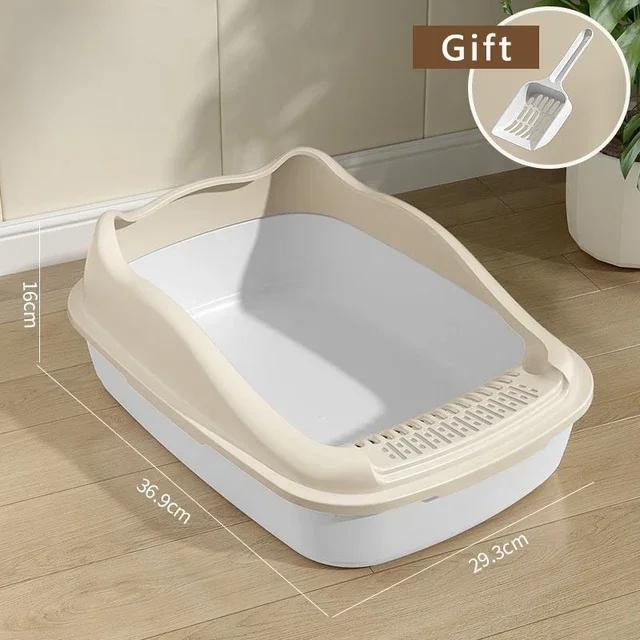 Anti-Splash Cat Litter Box & Bedpan - Pet Sandbox for Kitties/Kittens Convenient Cleaning Cat Toilet Essential Pet Supplies