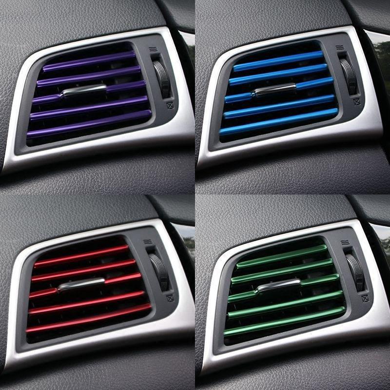 10 Pcs Car Air Conditioner Outlet Decorative Soft Strip Accessories Auto Interior Grille Decorative Strip Universal U-Shaped