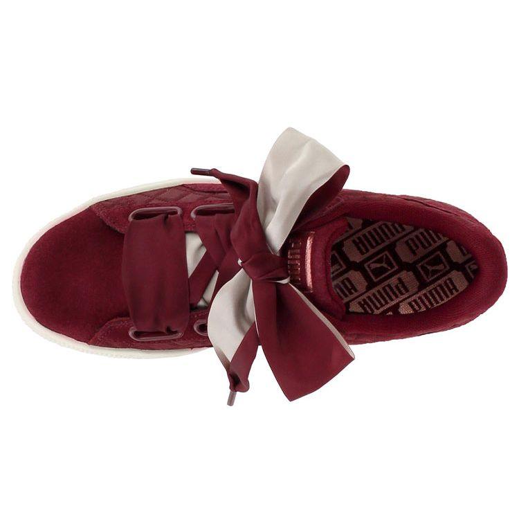 Puma Suede Heart Quilt Cordovan Women Sneakers Red Cameo-Brown 365462-01