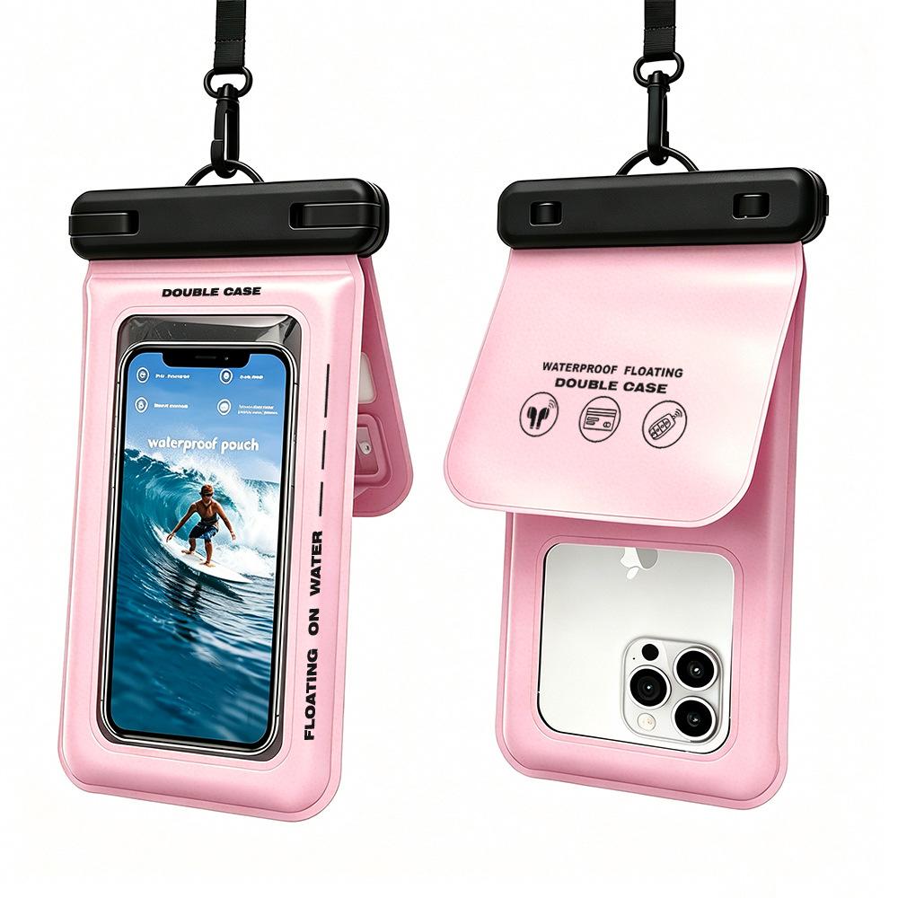 2er-Pack Dual-Fach IPX8 Wasserdichte Handytasche TPU Touchscreen Trockentasche Passt für 7,5 Zoll Handy Verstellbare Lanyard Strand Schwimmen