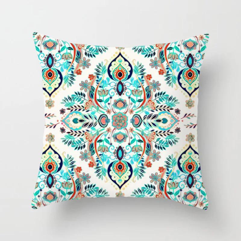 Nordic Mint Green Blue Geometric Stripe Cushion Cover Home Living Room Sofa Decoration Square Pillow   45x45cm