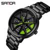 Classic Men's Quartz Watch - Car Wheel Style, Steel Band, Trendy & Casual