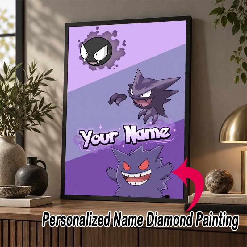 Personalized Gengar Haunter Gastly Diamond Art Custom Name 5D Diamond Painting Full Drill DIY Craft