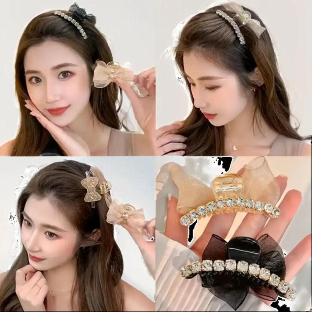 

Rhinestone Hair Claw Bowknot Hair Pin Versatile Hair Grip
