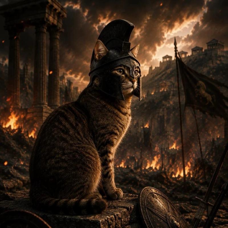 Agamemnon Katzenhelm Cos Spartanische Haustierhut Halloween Cosplay Requisite Lustige Katzenmaske Party Kostüm Foto Dekoration Zubehör
