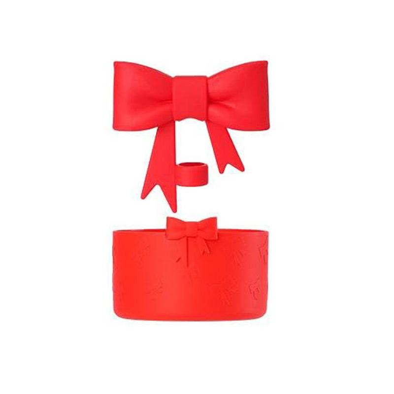 

7.5cm Silicone Bottle Cover For Stanley Cup Bow Shape Straw Topper Straw Decoration Silicone Anti Slip Cover For Stanley Cup червоний
