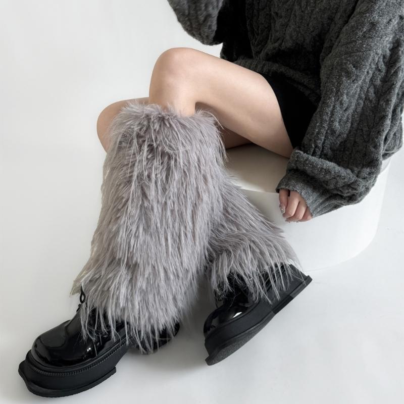 Women's Thick Fuzzy Leg Warmers Soft Plush Boot Covers Toppers for Costume Parties Winter Fashion Accessory Leg Gaiters