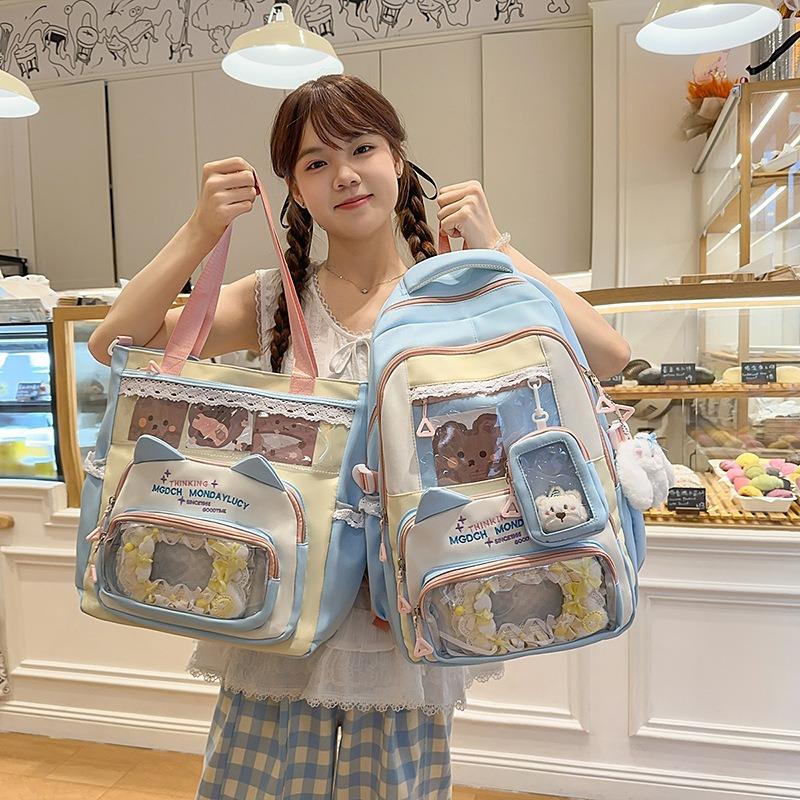 New fresh and sweet candy color bar junior high school students lightweight large capacity backpack