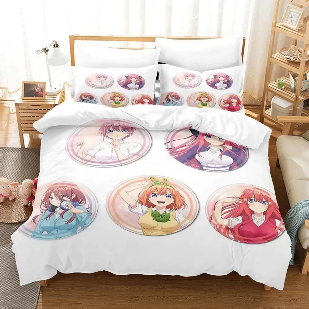 Anime Quintessential Quintuplets Bedding Set Duvet Cover Bed Set Quilt Cover Pillowcase Comforter King Queen Size