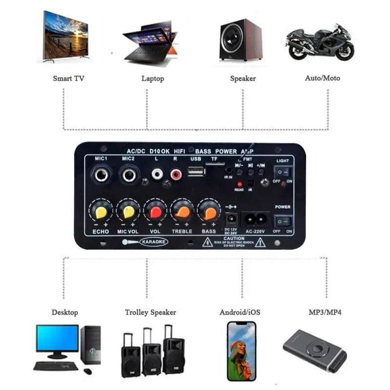 D10-II 12V 24V Auto Bluetooth Verstärkerplatine AUX TF-Karte USB 30-120W für 4 Ohm 40W Lautsprecher 220V EU Subwoofer Audio Verstärkermodul