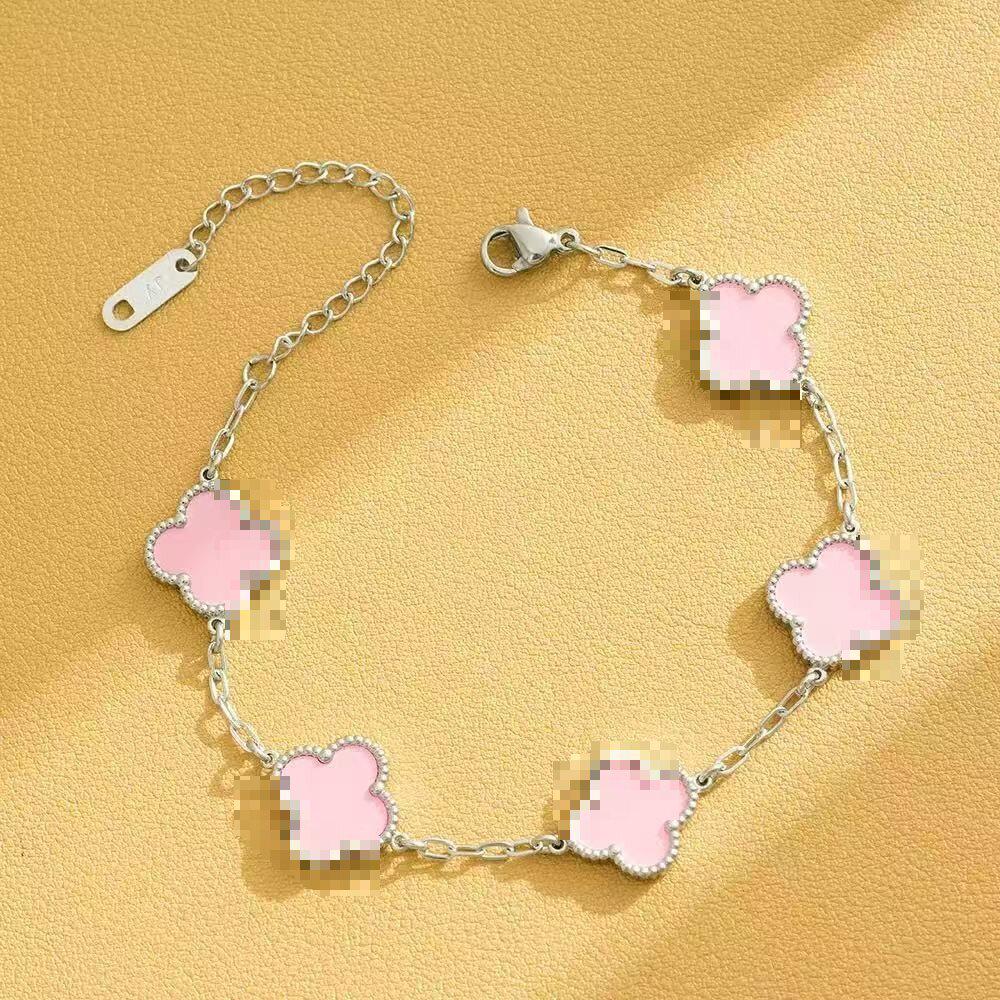 High-End Titanium Steel Four-Leaf Clover Bracelet with Shell Pendant – Durable, Fade-Resistant Design