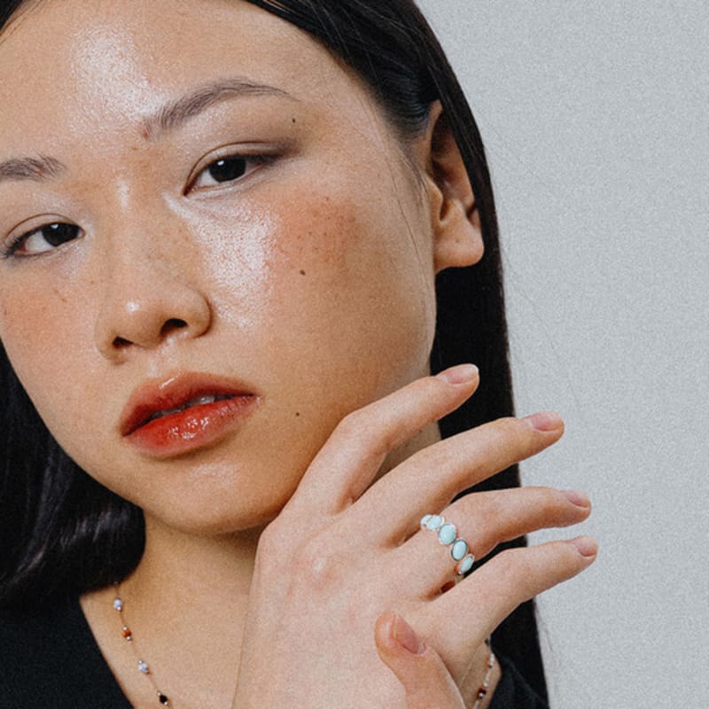 SCALETTO WS017 Sky Blue Stone Oval Ring