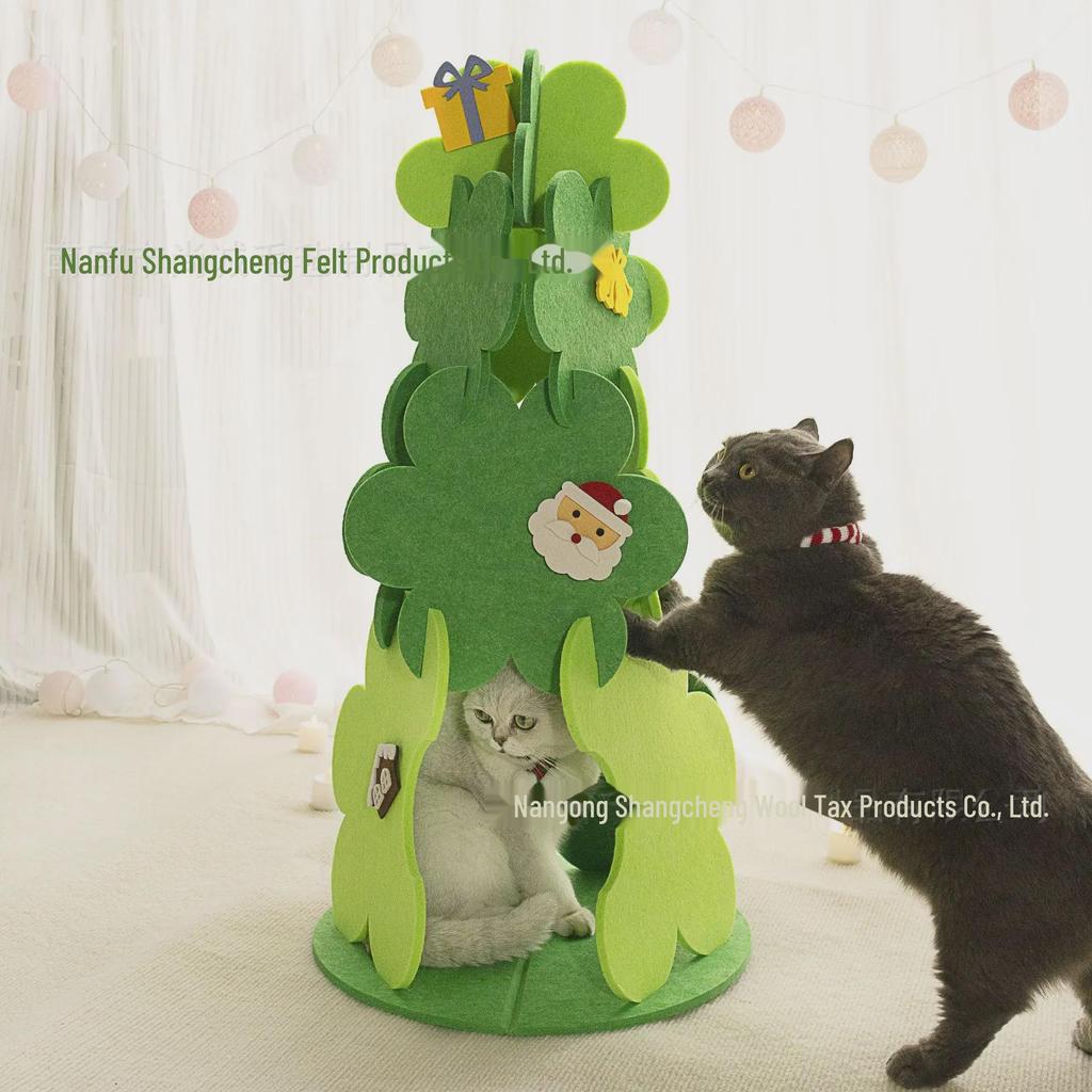 Cross-Border Christmas Cat Tree: Climbing Frame, Scratching Post & Felt Bed for All Seasons