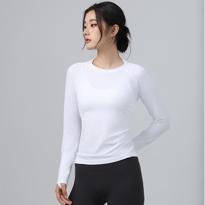 2025 Slimming High Elastic Yoga Top - Straight Shoulder, Long Sleeve, Perfect for Autumn/Winter Running & Sports