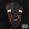 Vintage exaggerated wooden necklace Maillard vacation women's bohemian long niche sweater chain earrings