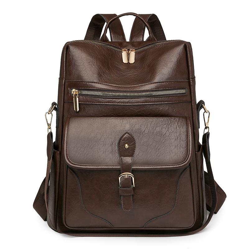 Women's Backpack Large Capacity Soft Leather Retro Backpack Travel Computer Bag