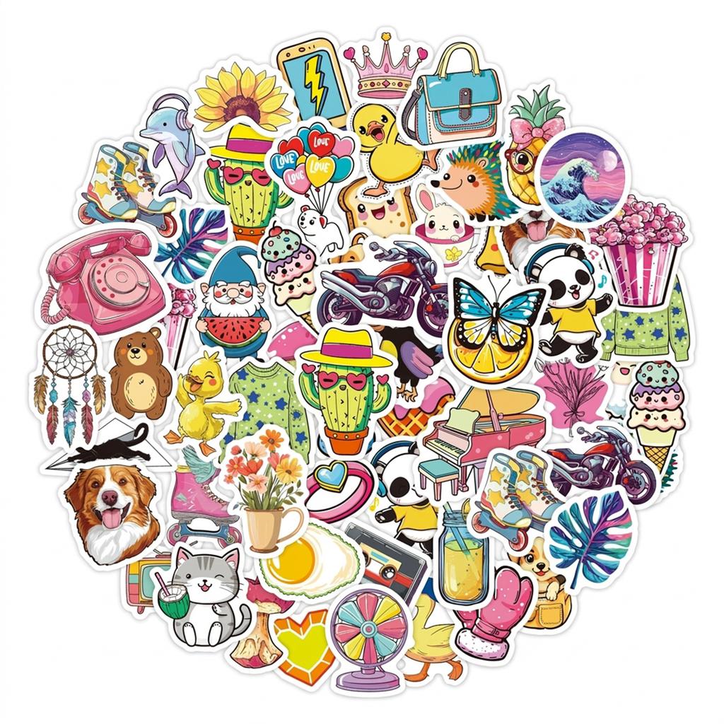 50Pcs Waterproof Hawaiian Cartoon Stickers VSCO Style for Laptop Outdoor Decoration