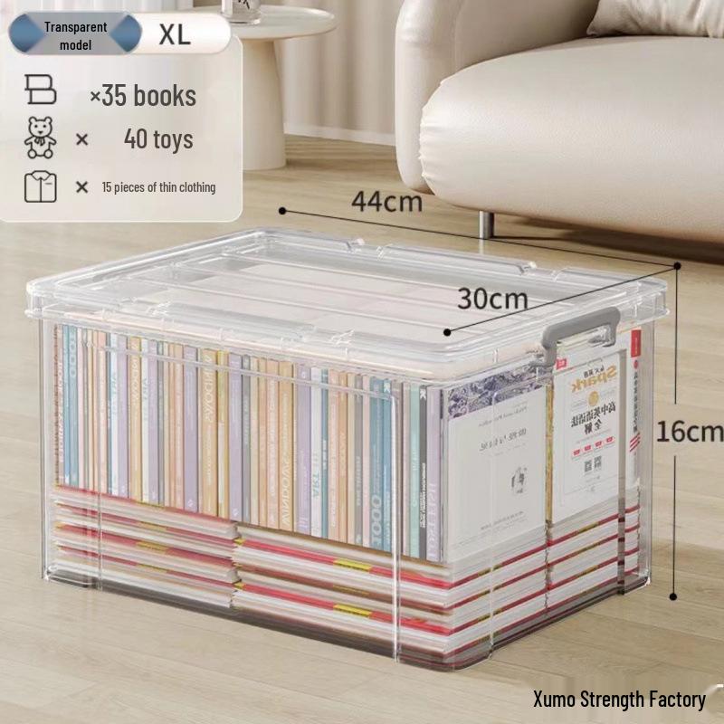Large Capacity Transparent Plastic Storage Box for Clothes & Snacks - Orange