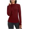 Ladies' Casual And Fashionable Solid Color Round Neck With Warm Long Sleeved T-shirt Top