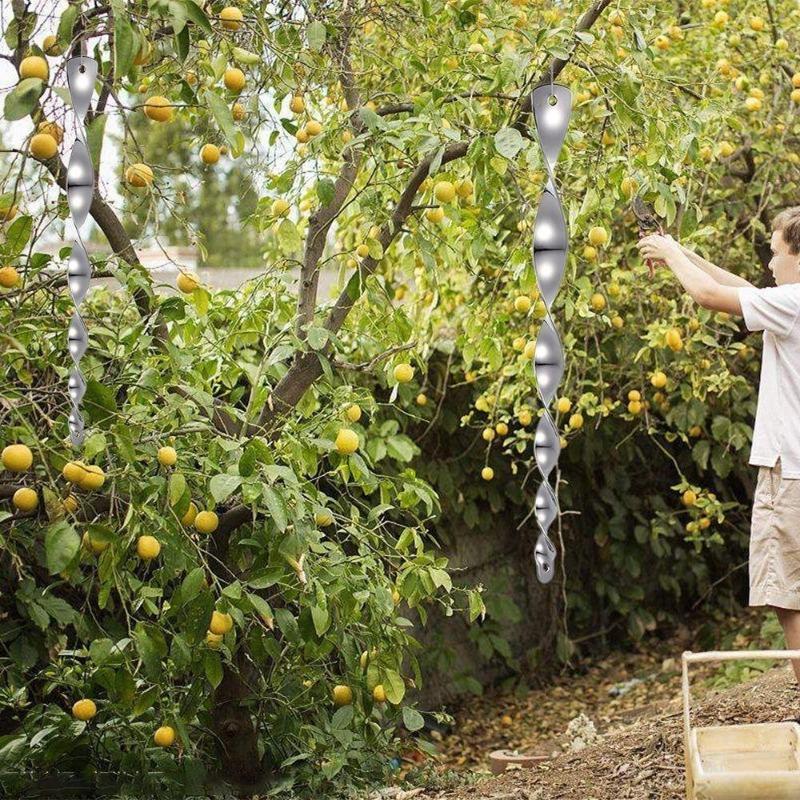 80pcs Bird Repellent Reflective Rods 30cm Scare Birds Repeller Wind Spiral Rotating Rod Hanging Ornaments Home Garden Decor