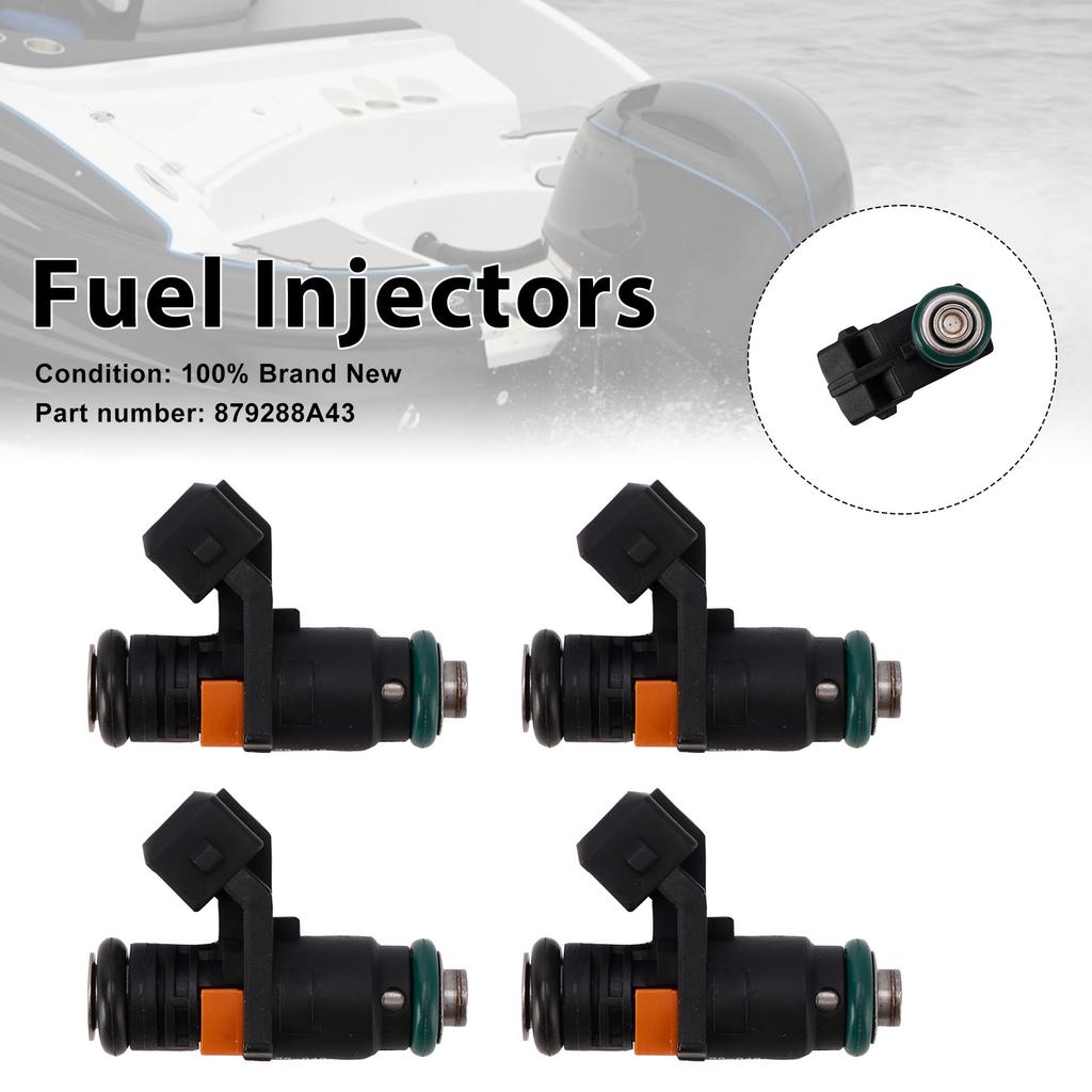4PC 879288A43 Fuel Injectors For Mercruiser Sterndrive Gas Engines 3.0L