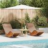 2 Person Sun Lounger with Cushions 2 Pcs Brown Solid Acacia Wood