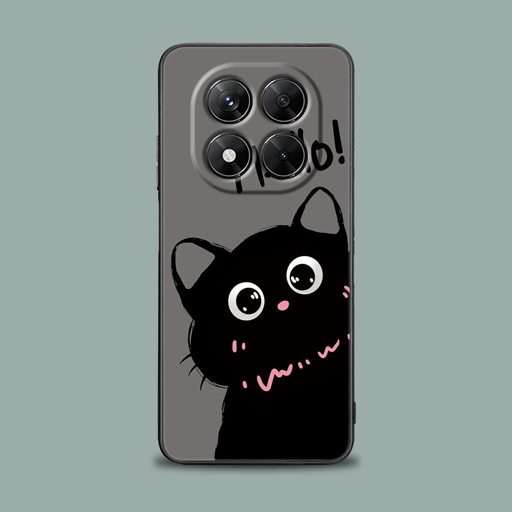 Black Cats Cute cat Hello Phone Case for Xiaomi Redmi 14C 12C 10C 13C 4G Redmi Note 14 13 12 11 10 Pro Plus 5G 12S 9S Soft Cover